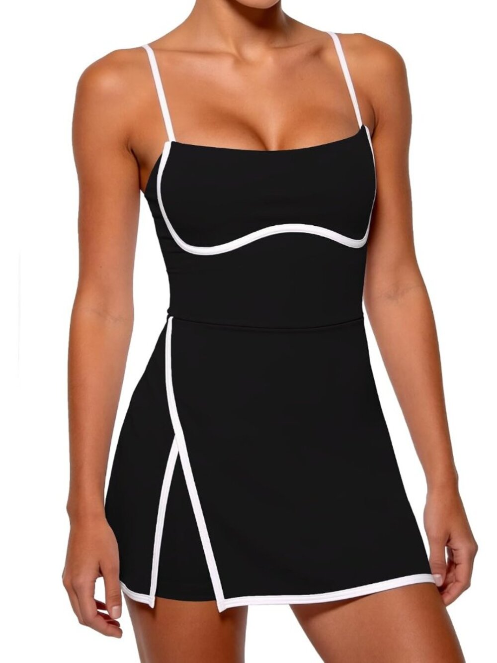 Women's Athletic Tennis Dress with Built-in Shorts & Bra - Active Mini Dress for